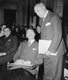 USA: Dean Gooderham Acheson (1893-1971, US Secretary of State 1949-1953). Acheson (seated) talks with M.M. Neely (standing), Chairman of the Senate Judiciary Subcommittee, Washington, 1 October, 1939